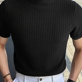 Men's Comfy Chic Turtleneck Solid T-shirt, Men's Summer Slim Fit Outdoor Clothes, Men's Clothing, Tops For Men, Gift For Men Men's Comfy Chic Turtleneck Solid T-shirt, Men's Summer Slim Fit Outdoor Clothes, Men's Clothing, Tops For Men, Gift For Men