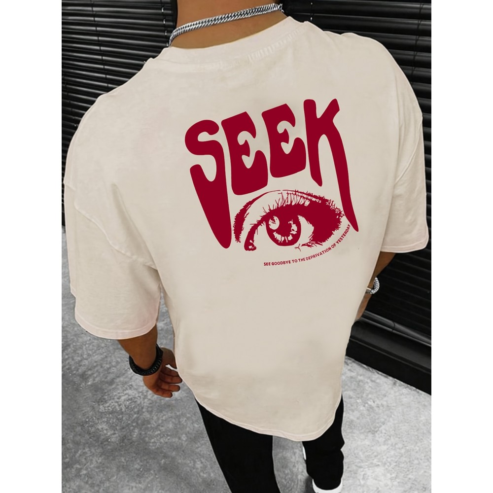 Eye Print, Men's Graphic Design Crew Neck Active T-shirt, Casual Comfy Tees Tshirts For Summer, Men's Clothing Tops For Daily Gym Workout Running Eye Print, Men's Graphic Design Crew Neck Active T-shirt, Casual Comfy Tees Tshirts For Summer, Men's Clothing Tops For Daily Gym Workout Running