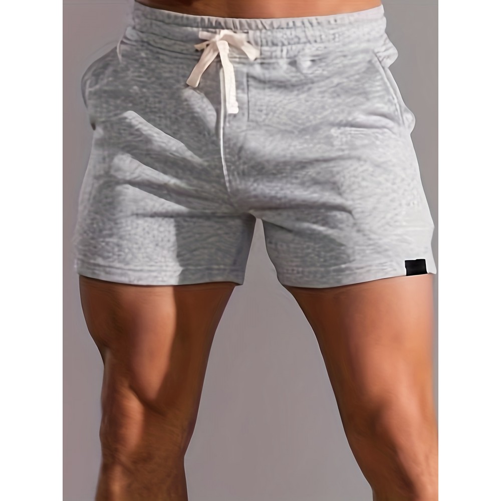 Slim Fit Comfy Active Shorts, Men's Casual Slant Pocket Stretch Waist Drawstring Shorts For Summer Basketball Running Slim Fit Comfy Active Shorts, Men's Casual Slant Pocket Stretch Waist Drawstring Shorts For Summer Basketball Running