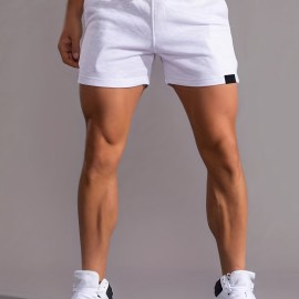 Slim Fit Comfy Active Shorts, Men's Casual Slant Pocket Stretch Waist Drawstring Shorts For Summer Basketball Running Slim Fit Comfy Active Shorts, Men's Casual Slant Pocket Stretch Waist Drawstring Shorts For Summer Basketball Running