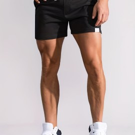 Slim Fit Comfy Active Shorts, Men's Casual Slant Pocket Stretch Waist Drawstring Shorts For Summer Basketball Running Slim Fit Comfy Active Shorts, Men's Casual Slant Pocket Stretch Waist Drawstring Shorts For Summer Basketball Running