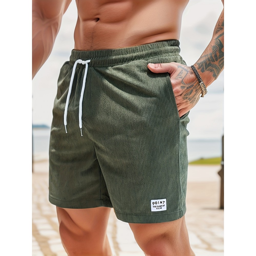 Men's Corduroy Waist Drawstring Comfy Shorts For Summer Men's Corduroy Waist Drawstring Comfy Shorts For Summer