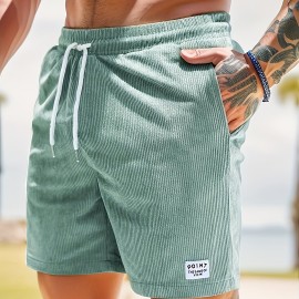 Men's Corduroy Waist Drawstring Comfy Shorts For Summer Men's Corduroy Waist Drawstring Comfy Shorts For Summer