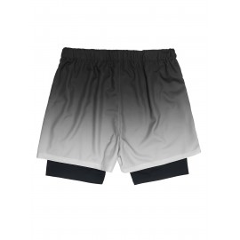 2-in-1 Double Layer Shorts With Inner Zipper Pocket, Men's Mid Stretch Sports Shorts For Summer Gym Workout Training 2-in-1 Double Layer Shorts With Inner Zipper Pocket, Men's Mid Stretch Sports Shorts For Summer Gym Workout Training