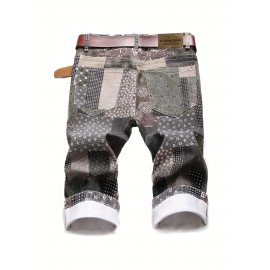 Men's Casual Stars Print Trendy Cotton Jean Shorts Shopping Dating Mid Pants Men's Casual Stars Print Trendy Cotton Jean Shorts Shopping Dating Mid Pants