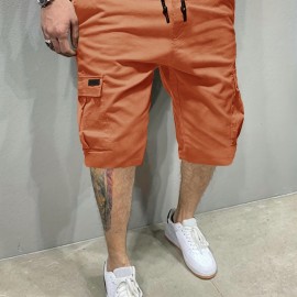 Men's Stylish Loose Solid Cargo Shorts With Pockets, Active Breathable Comfy Drawstring Shorts For Hiking Jogging Cycling Outdoor Fitness Workout Men's Stylish Loose Solid Cargo Shorts With Pockets, Active Breathable Comfy Drawstring Shorts For Hiking Jogging Cycling Outdoor Fitness Workout