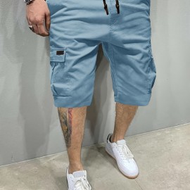 Men's Stylish Loose Solid Cargo Shorts With Pockets, Active Breathable Comfy Drawstring Shorts For Hiking Jogging Cycling Outdoor Fitness Workout Men's Stylish Loose Solid Cargo Shorts With Pockets, Active Breathable Comfy Drawstring Shorts For Hiking Jogging Cycling Outdoor Fitness Workout
