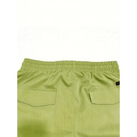 Men's Stylish Loose Solid Cargo Shorts With Pockets, Active Breathable Comfy Drawstring Shorts For Hiking Jogging Cycling Outdoor Fitness Workout Men's Stylish Loose Solid Cargo Shorts With Pockets, Active Breathable Comfy Drawstring Shorts For Hiking Jogging Cycling Outdoor Fitness Workout