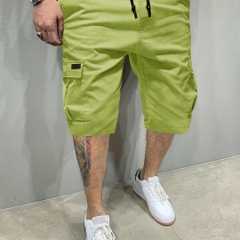 Men's Stylish Loose Solid Cargo Shorts With Pockets, Active Breathable Comfy Drawstring Shorts For Hiking Jogging Cycling Outdoor Fitness Workout Men's Stylish Loose Solid Cargo Shorts With Pockets, Active Breathable Comfy Drawstring Shorts For Hiking Jogging Cycling Outdoor Fitness Workout
