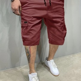 Men's Stylish Loose Solid Cargo Shorts With Pockets, Active Breathable Comfy Drawstring Shorts For Hiking Jogging Cycling Outdoor Fitness Workout Men's Stylish Loose Solid Cargo Shorts With Pockets, Active Breathable Comfy Drawstring Shorts For Hiking Jogging Cycling Outdoor Fitness Workout