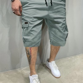 Men's Stylish Loose Solid Cargo Shorts With Pockets, Active Breathable Comfy Drawstring Shorts For Hiking Jogging Cycling Outdoor Fitness Workout Men's Stylish Loose Solid Cargo Shorts With Pockets, Active Breathable Comfy Drawstring Shorts For Hiking Jogging Cycling Outdoor Fitness Workout