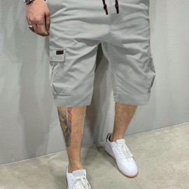 Men's Stylish Loose Solid Cargo Shorts With Pockets, Active Breathable Comfy Drawstring Shorts For Hiking Jogging Cycling Outdoor Fitness Workout Men's Stylish Loose Solid Cargo Shorts With Pockets, Active Breathable Comfy Drawstring Shorts For Hiking Jogging Cycling Outdoor Fitness Workout
