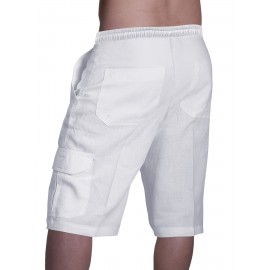 Classic Design Cotton Cargo Shorts, Men's Casual Multi Pocket Waist Drawstring Cargo Shorts For Summer Outdoor Classic Design Cotton Cargo Shorts, Men's Casual Multi Pocket Waist Drawstring Cargo Shorts For Summer Outdoor