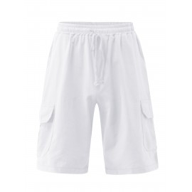 Classic Design Cotton Cargo Shorts, Men's Casual Multi Pocket Waist Drawstring Cargo Shorts For Summer Outdoor Classic Design Cotton Cargo Shorts, Men's Casual Multi Pocket Waist Drawstring Cargo Shorts For Summer Outdoor