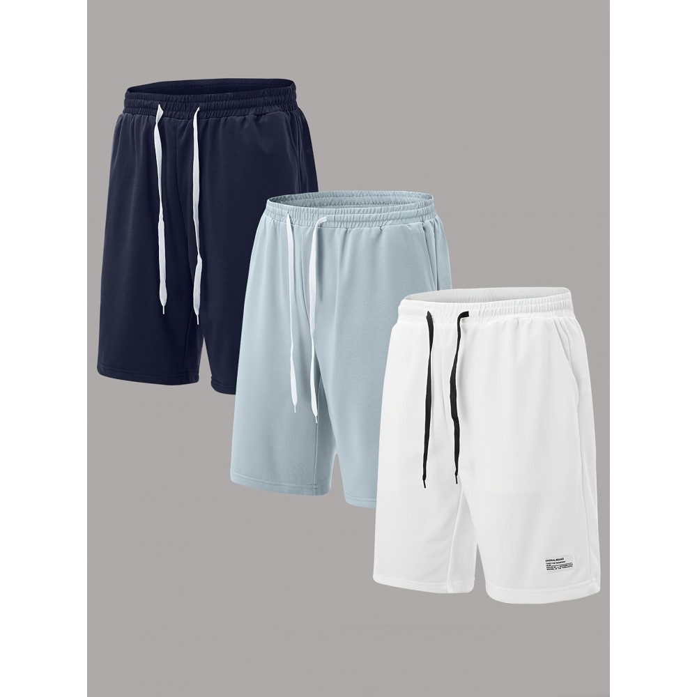 3pcs Classic Design Casual Cotton Slightly Stretch Drawstring Shorts, Men's Shorts For Summer 3pcs Classic Design Casual Cotton Slightly Stretch Drawstring Shorts, Men's Shorts For Summer