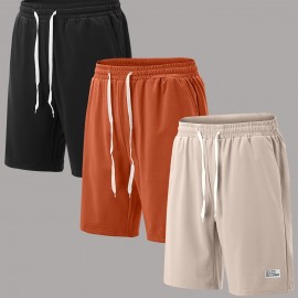 3pcs Classic Design Casual Cotton Slightly Stretch Drawstring Shorts, Men's Shorts For Summer 3pcs Classic Design Casual Cotton Slightly Stretch Drawstring Shorts, Men's Shorts For Summer