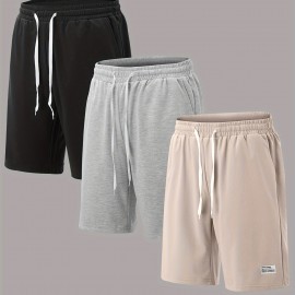 3pcs Classic Design Casual Cotton Slightly Stretch Drawstring Shorts, Men's Shorts For Summer 3pcs Classic Design Casual Cotton Slightly Stretch Drawstring Shorts, Men's Shorts For Summer