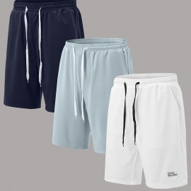 3pcs Classic Design Casual Cotton Slightly Stretch Drawstring Shorts, Men's Shorts For Summer 3pcs Classic Design Casual Cotton Slightly Stretch Drawstring Shorts, Men's Shorts For Summer
