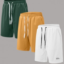 3pcs Classic Design Casual Cotton Slightly Stretch Drawstring Shorts, Men's Shorts For Summer 3pcs Classic Design Casual Cotton Slightly Stretch Drawstring Shorts, Men's Shorts For Summer