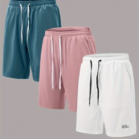3pcs Classic Design Casual Cotton Slightly Stretch Drawstring Shorts, Men's Shorts For Summer 3pcs Classic Design Casual Cotton Slightly Stretch Drawstring Shorts, Men's Shorts For Summer