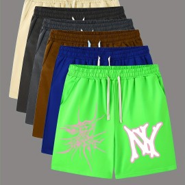 Graphic Pattern Comfy Shorts, Men's Casual Slightly Stretch Elastic Waist Drawstring Shorts For Summer Basketball Beach Resort Graphic Pattern Comfy Shorts, Men's Casual Slightly Stretch Elastic Waist Drawstring Shorts For Summer Basketball Beach Resort