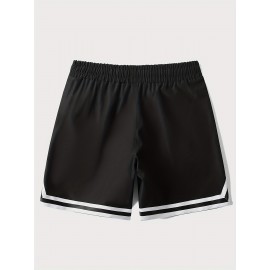 Letter Print Chevron Quick Drying Comfy Shorts, Men's Casual Waist Drawstring Shorts For Summer Gym Workout Training Letter Print Chevron Quick Drying Comfy Shorts, Men's Casual Waist Drawstring Shorts For Summer Gym Workout Training