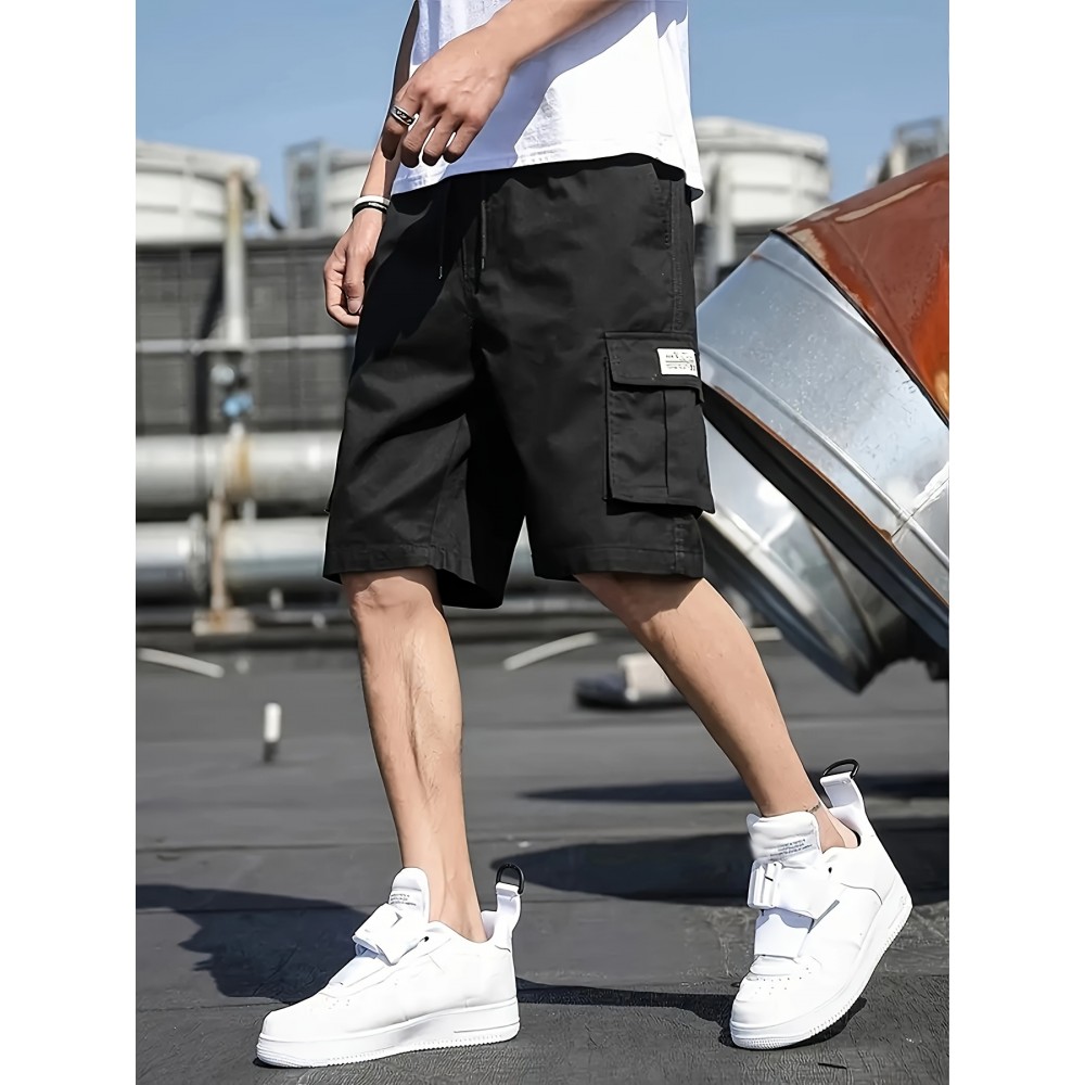 Men's Multi Pocket Cargo Shorts, Casual Waist Drawstring Cargo Shorts For Summer Men's Multi Pocket Cargo Shorts, Casual Waist Drawstring Cargo Shorts For Summer