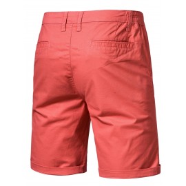 Men's Classic Fit Cotton Twill Flat Front Solid Chino Short With Slant Pockets And Elastic Waist Men's Classic Fit Cotton Twill Flat Front Solid Chino Short With Slant Pockets And Elastic Waist