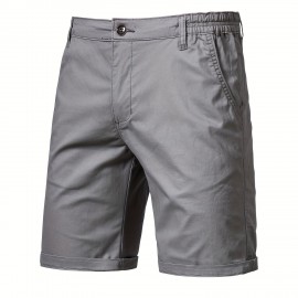 Men's Classic Fit Cotton Twill Flat Front Solid Chino Short With Slant Pockets And Elastic Waist Men's Classic Fit Cotton Twill Flat Front Solid Chino Short With Slant Pockets And Elastic Waist