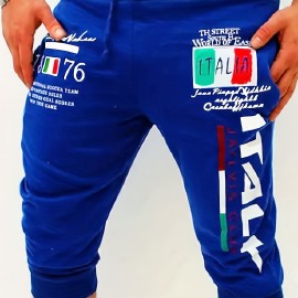 Italy Flag Letter Print Comfy Shorts, Men's Casual Solid Color Slightly Stretch Elastic Waist Drawstring Shorts For Summer Italy Flag Letter Print Comfy Shorts, Men's Casual Solid Color Slightly Stretch Elastic Waist Drawstring Shorts For Summer