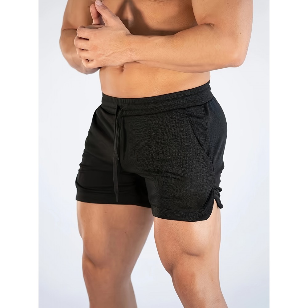 Quick Drying Comfy Shorts, Men's Casual Slightly Stretch Waist Drawstring Shorts For Summer Gym Workout Training Quick Drying Comfy Shorts, Men's Casual Slightly Stretch Waist Drawstring Shorts For Summer Gym Workout Training