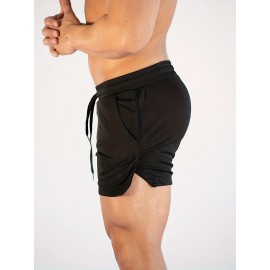 Quick Drying Comfy Shorts, Men's Casual Slightly Stretch Waist Drawstring Shorts For Summer Gym Workout Training Quick Drying Comfy Shorts, Men's Casual Slightly Stretch Waist Drawstring Shorts For Summer Gym Workout Training