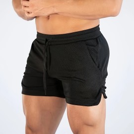 Quick Drying Comfy Shorts, Men's Casual Slightly Stretch Waist Drawstring Shorts For Summer Gym Workout Training Quick Drying Comfy Shorts, Men's Casual Slightly Stretch Waist Drawstring Shorts For Summer Gym Workout Training