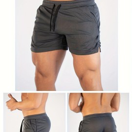 Quick Drying Comfy Shorts, Men's Casual Slightly Stretch Waist Drawstring Shorts For Summer Gym Workout Training Quick Drying Comfy Shorts, Men's Casual Slightly Stretch Waist Drawstring Shorts For Summer Gym Workout Training