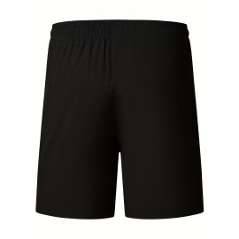 Quick Drying Comfy Active Shorts, Men's Casual Zipper Pockets Stretch Waist Drawstring Shorts For Summer Gym Workout Training Quick Drying Comfy Active Shorts, Men's Casual Zipper Pockets Stretch Waist Drawstring Shorts For Summer Gym Workout Training