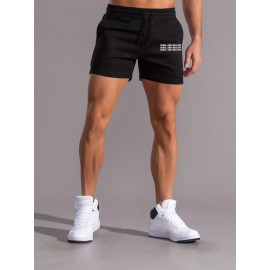Letter Print Comfy Shorts, Men's Casual Slightly Stretch Elastic Waist Drawstring Shorts For Summer Basketball Beach Resort Letter Print Comfy Shorts, Men's Casual Slightly Stretch Elastic Waist Drawstring Shorts For Summer Basketball Beach Resort