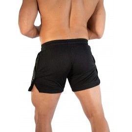 Men's Breathable Solid Shorts With Pockets, Summer Drawstring Elastic Waist Shorts For Running, Fitness, Training Men's Breathable Solid Shorts With Pockets, Summer Drawstring Elastic Waist Shorts For Running, Fitness, Training