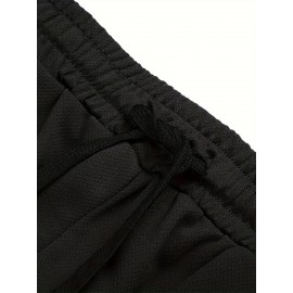 Men's Breathable Solid Shorts With Pockets, Summer Drawstring Elastic Waist Shorts For Running, Fitness, Training Men's Breathable Solid Shorts With Pockets, Summer Drawstring Elastic Waist Shorts For Running, Fitness, Training
