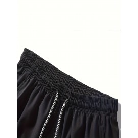 Men's Zipper Pockets Active Shorts, Casual Waist Drawstring Quick Drying Shorts Men's Zipper Pockets Active Shorts, Casual Waist Drawstring Quick Drying Shorts