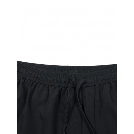 Men's Breathable Solid Quick Dry Shorts With Side Pockets, Summer Drawstring Elastic Waist Loose Fit Shorts For Running, Fitness, Training Men's Breathable Solid Quick Dry Shorts With Side Pockets, Summer Drawstring Elastic Waist Loose Fit Shorts For Running, Fitness, Training