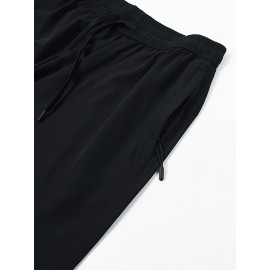 Men's Breathable Solid Quick Dry Shorts With Side Pockets, Summer Drawstring Elastic Waist Loose Fit Shorts For Running, Fitness, Training Men's Breathable Solid Quick Dry Shorts With Side Pockets, Summer Drawstring Elastic Waist Loose Fit Shorts For Running, Fitness, Training