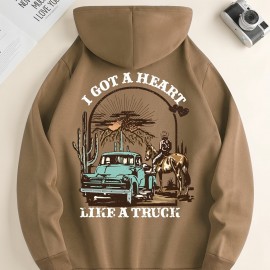 I Got A Heart Like A Truck Cowboy Riding Horse Print Men's Cool Streetwear Hoodies, Casual Loose Hooded Pullover With Kangaroo Pockets, Crew Neck Sweatshirt For Men For Fall And Winter, As Gifts I Got A Heart Like A Truck Cowboy Riding Horse Print Men's Cool Streetwear Hoodies, Casual Loose Hooded Pullover With Kangaroo Pockets, Crew Neck Sweatshirt For Men For Fall And Winter, As Gifts