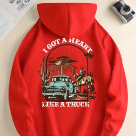 I Got A Heart Like A Truck Cowboy Riding Horse Print Men's Cool Streetwear Hoodies, Casual Loose Hooded Pullover With Kangaroo Pockets, Crew Neck Sweatshirt For Men For Fall And Winter, As Gifts I Got A Heart Like A Truck Cowboy Riding Horse Print Men's Cool Streetwear Hoodies, Casual Loose Hooded Pullover With Kangaroo Pockets, Crew Neck Sweatshirt For Men For Fall And Winter, As Gifts