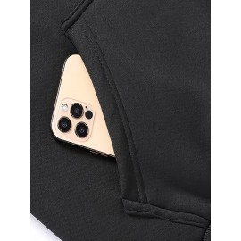 Cool Fleece Hoodies For Men, Men's Casual Solid Design Pullover Hooded Sweatshirt With Kangaroo Pocket Streetwear For Winter Fall, As Gifts Cool Fleece Hoodies For Men, Men's Casual Solid Design Pullover Hooded Sweatshirt With Kangaroo Pocket Streetwear For Winter Fall, As Gifts