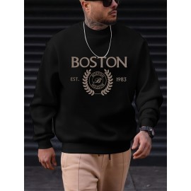 Men's Pullover Round Neck Long Sleeve Sweatshirt Letter 