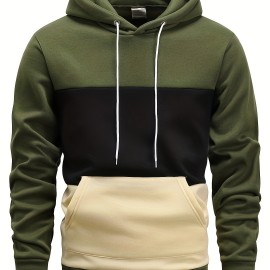 Color Block Hoodie, Cool Hoodies For Men, Men's Casual Graphic Design Pullover Hooded Sweatshirt With Kangaroo Pocket Streetwear For Winter Fall, As Gifts Color Block Hoodie, Cool Hoodies For Men, Men's Casual Graphic Design Pullover Hooded Sweatshirt With Kangaroo Pocket Streetwear For Winter Fall, As Gifts