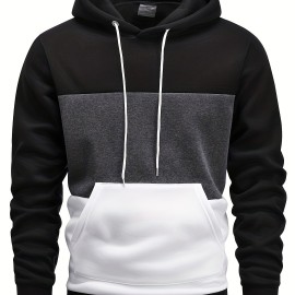 Color Block Hoodie, Cool Hoodies For Men, Men's Casual Graphic Design Pullover Hooded Sweatshirt With Kangaroo Pocket Streetwear For Winter Fall, As Gifts Color Block Hoodie, Cool Hoodies For Men, Men's Casual Graphic Design Pullover Hooded Sweatshirt With Kangaroo Pocket Streetwear For Winter Fall, As Gifts