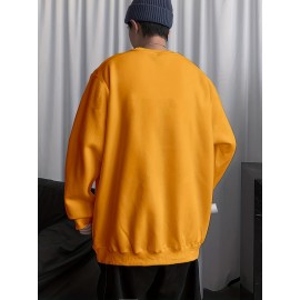 Balck Cat Print Sweatshirt, Men's Casual Graphic Design Slightly Stretch Crew Neck Pullover Sweatshirt For Spring Fall Balck Cat Print Sweatshirt, Men's Casual Graphic Design Slightly Stretch Crew Neck Pullover Sweatshirt For Spring Fall