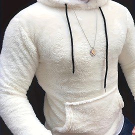 Cool Warm Fluffy Hoodies For Men, Men's Casual Snuddie Pullover Hooded Sweatshirt With Kangaroo Pocket Streetwear For Winter Fall, As Gifts Cool Warm Fluffy Hoodies For Men, Men's Casual Snuddie Pullover Hooded Sweatshirt With Kangaroo Pocket Streetwear For Winter Fall, As Gifts