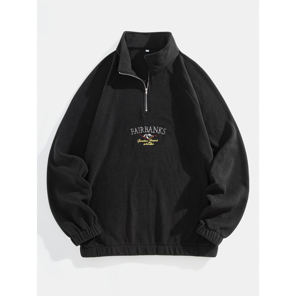 Men's Stylish Loose Pattern Sweatshirt, Casual Breathable Lapel Long Sleeve Zip Up Top For City Walk Street Hanging Outdoor Activities Men's Stylish Loose Pattern Sweatshirt, Casual Breathable Lapel Long Sleeve Zip Up Top For City Walk Street Hanging Outdoor Activities
